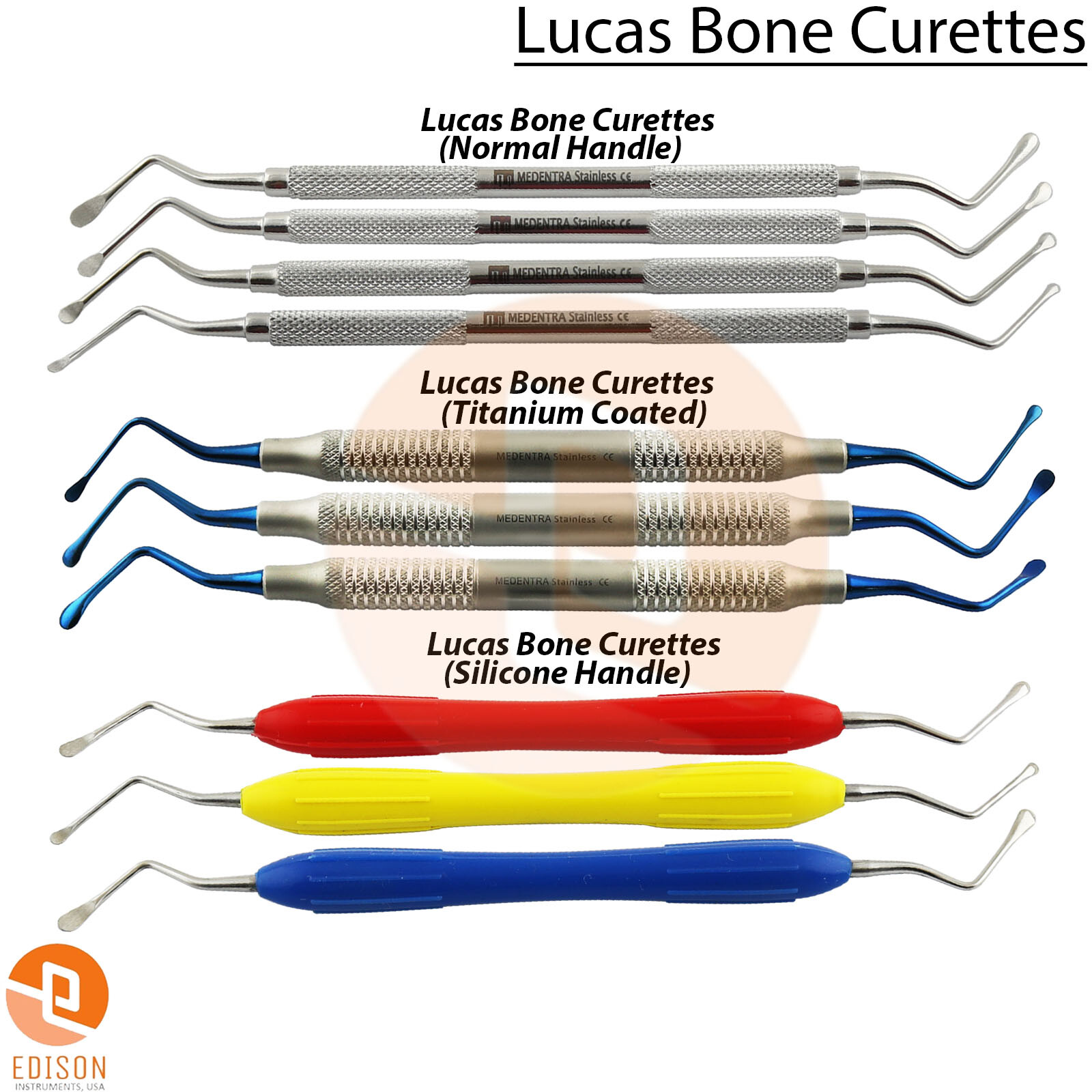 Surgical Lucas Bone Curettes Periodontal Tooth Socket Cyst Removal Tissue