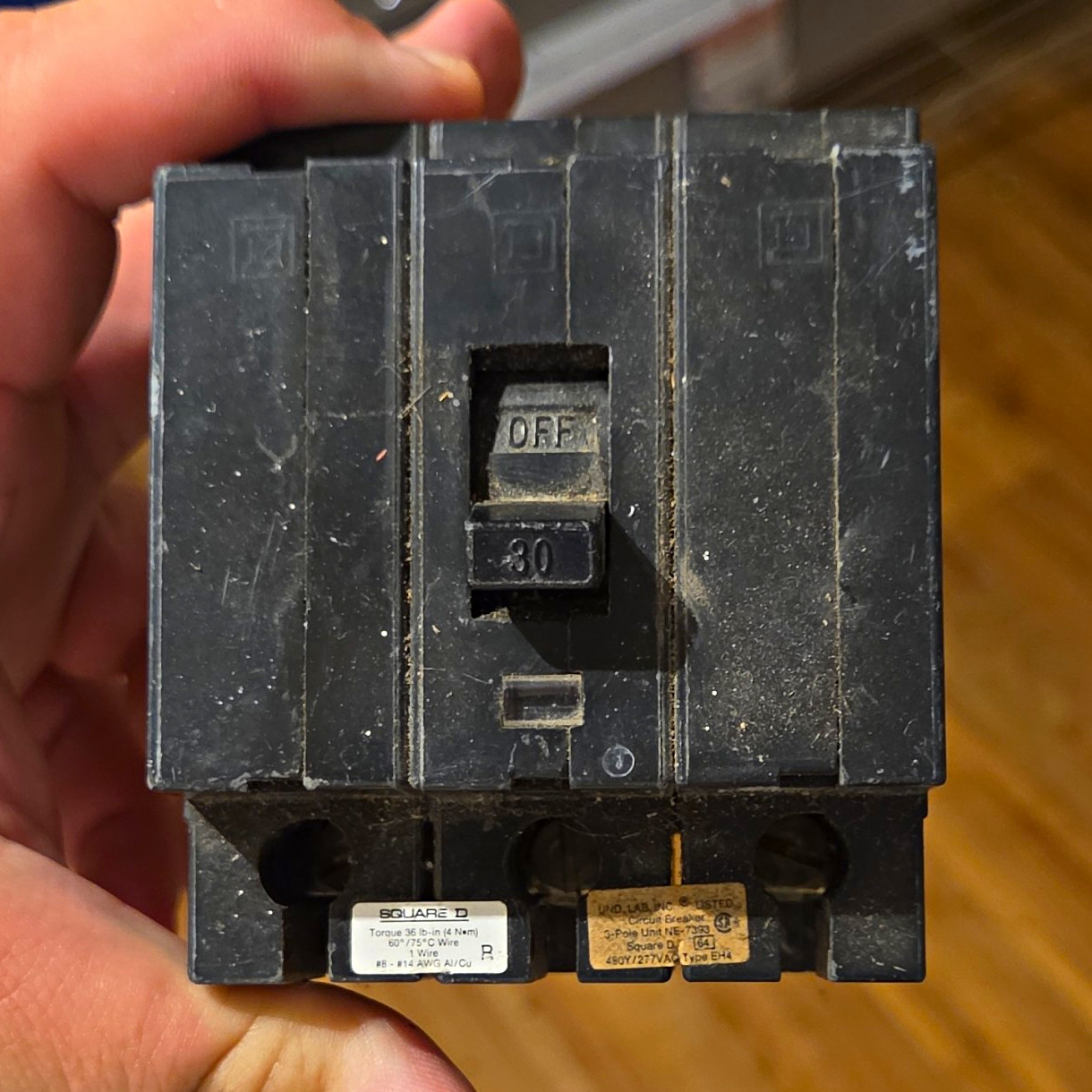 Square D Type EH4 Circuit Breaker 30A 480/277V AC 2-Pole Thermal On/Off