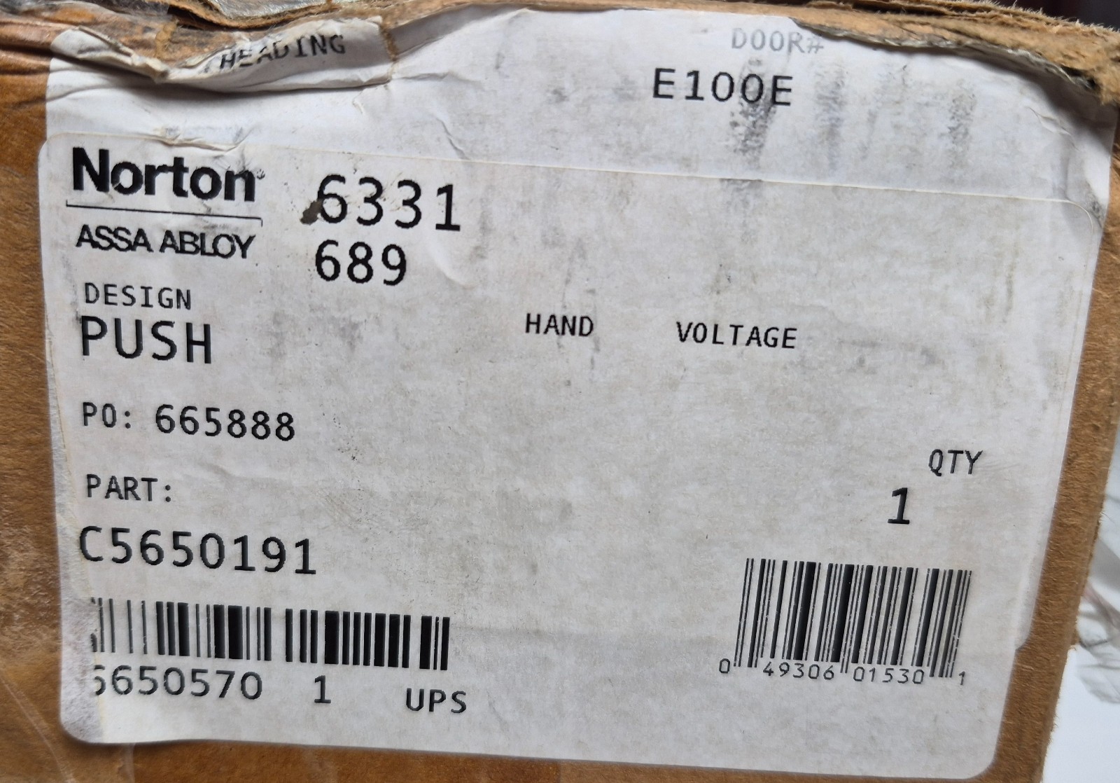 Norton Assa Abloy 6331 689 Low Energy Door Operator, Push Side, Aluminum Finish