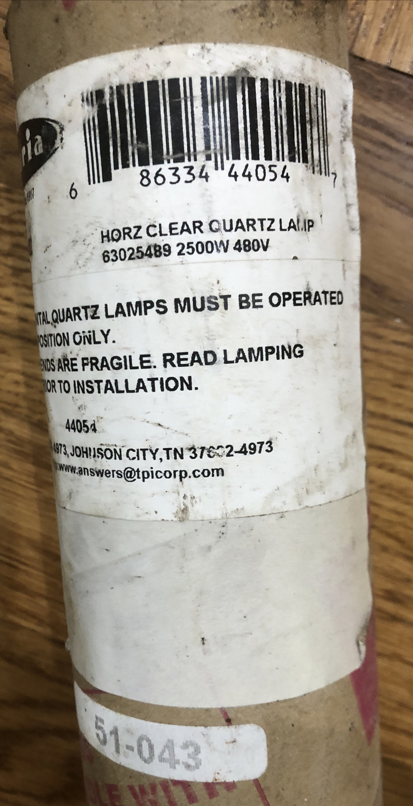 TOSHIBA 2500W 480V Bulb Infrared Halogen Heater Lamp FOSTORIA F2548H / 6302548