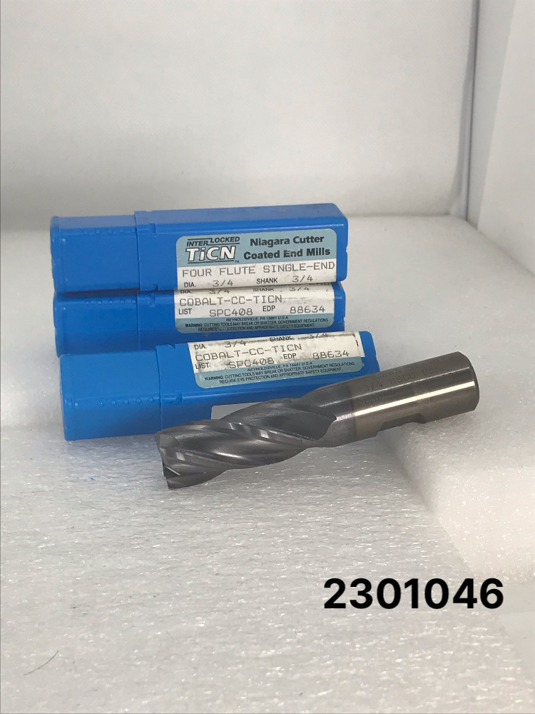 4 Flutes 3/4″ x 3/4″ x 1-5/8″ x 3-7/8″ Niagara Cutter HSS M-42 Square End Mill