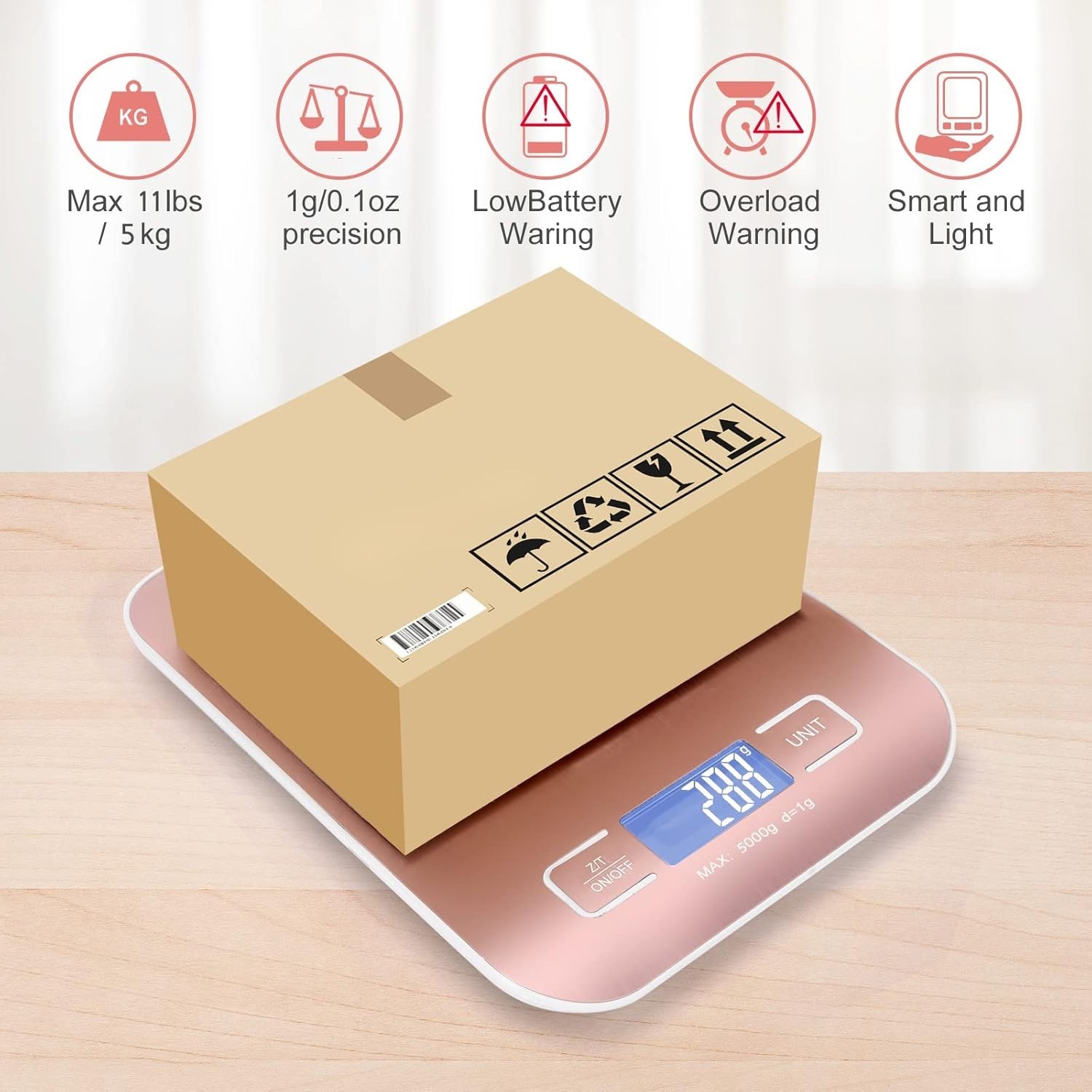 5kg x 0.1 OZ Digital Postal Shipping Scale Stainless Steel Panel- Business, K…