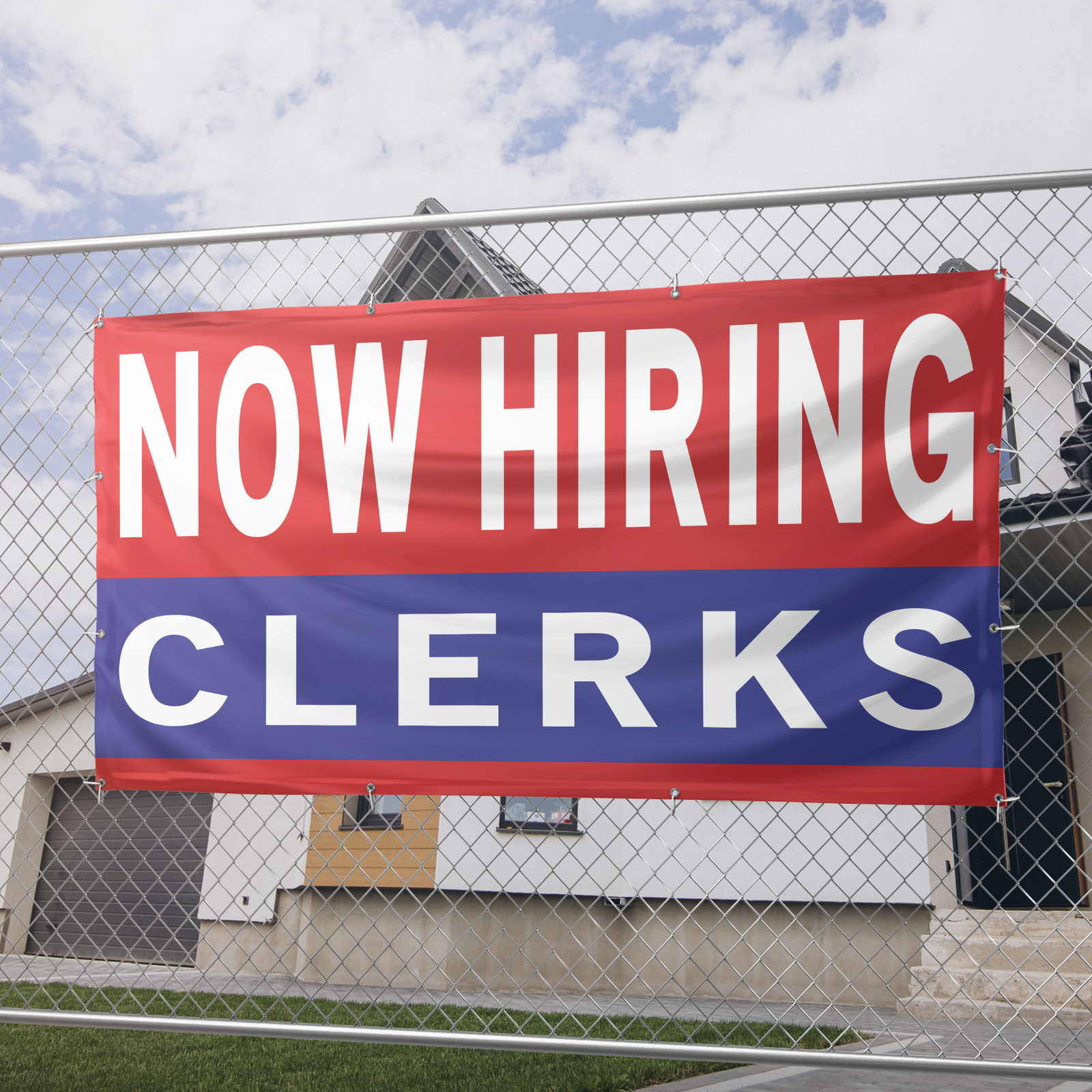 Now Hiring Clerks 13 oz Heavy Duty Vinyl Banner Clerical Jobs Available Sign