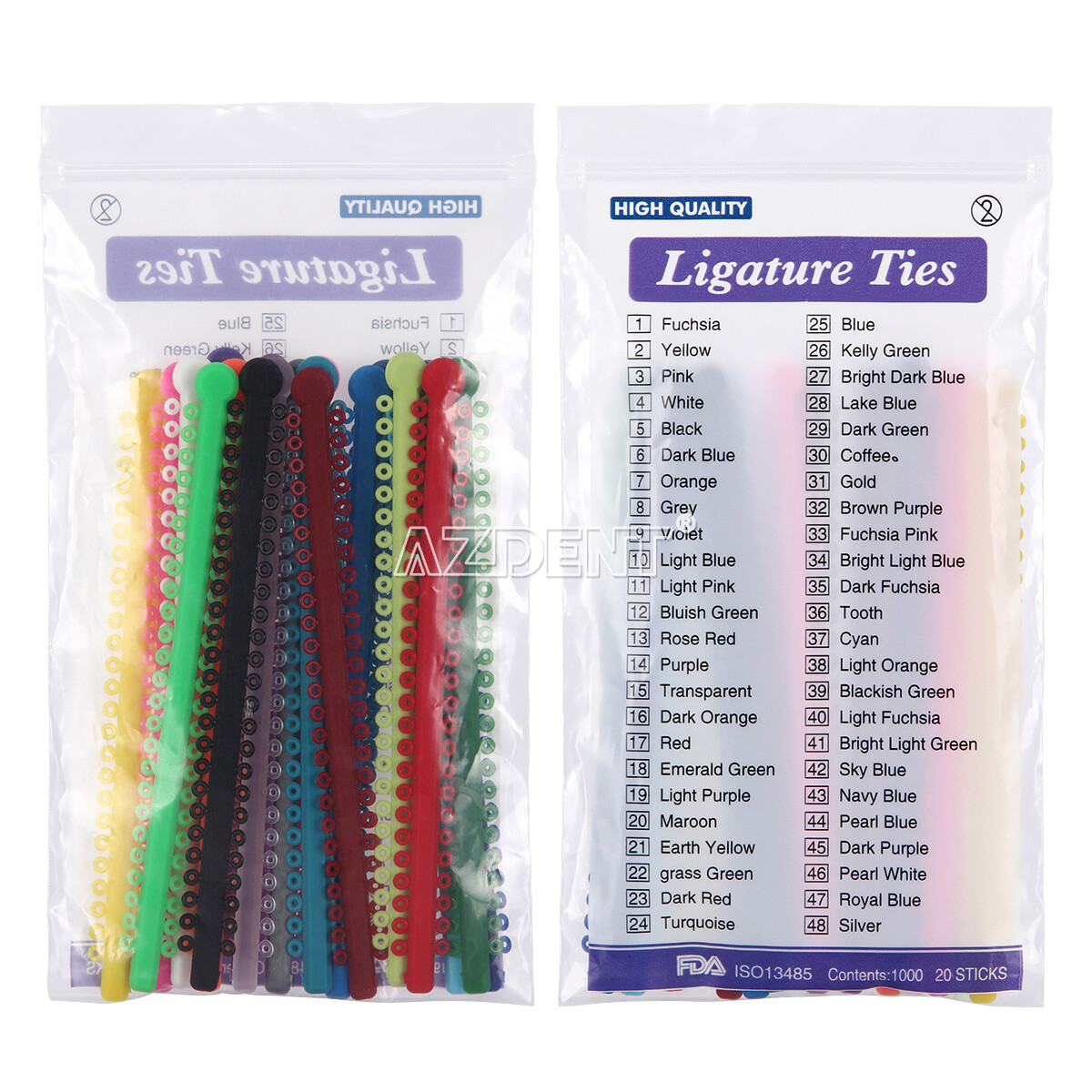 1000pcs AZDENT Dental Ortho Ligature Ties Elastic Rubber Bands for Brackets