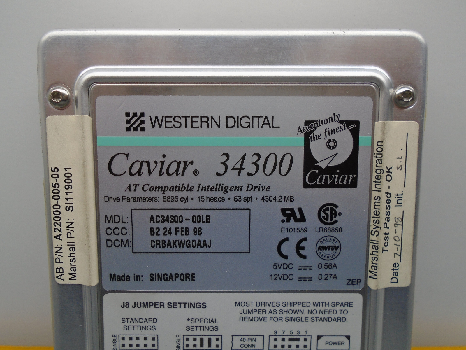 Western Digital AC34300-00LB for Allen Bradley 6189-HD40 6180-BFFDGGDHCCZ B N4