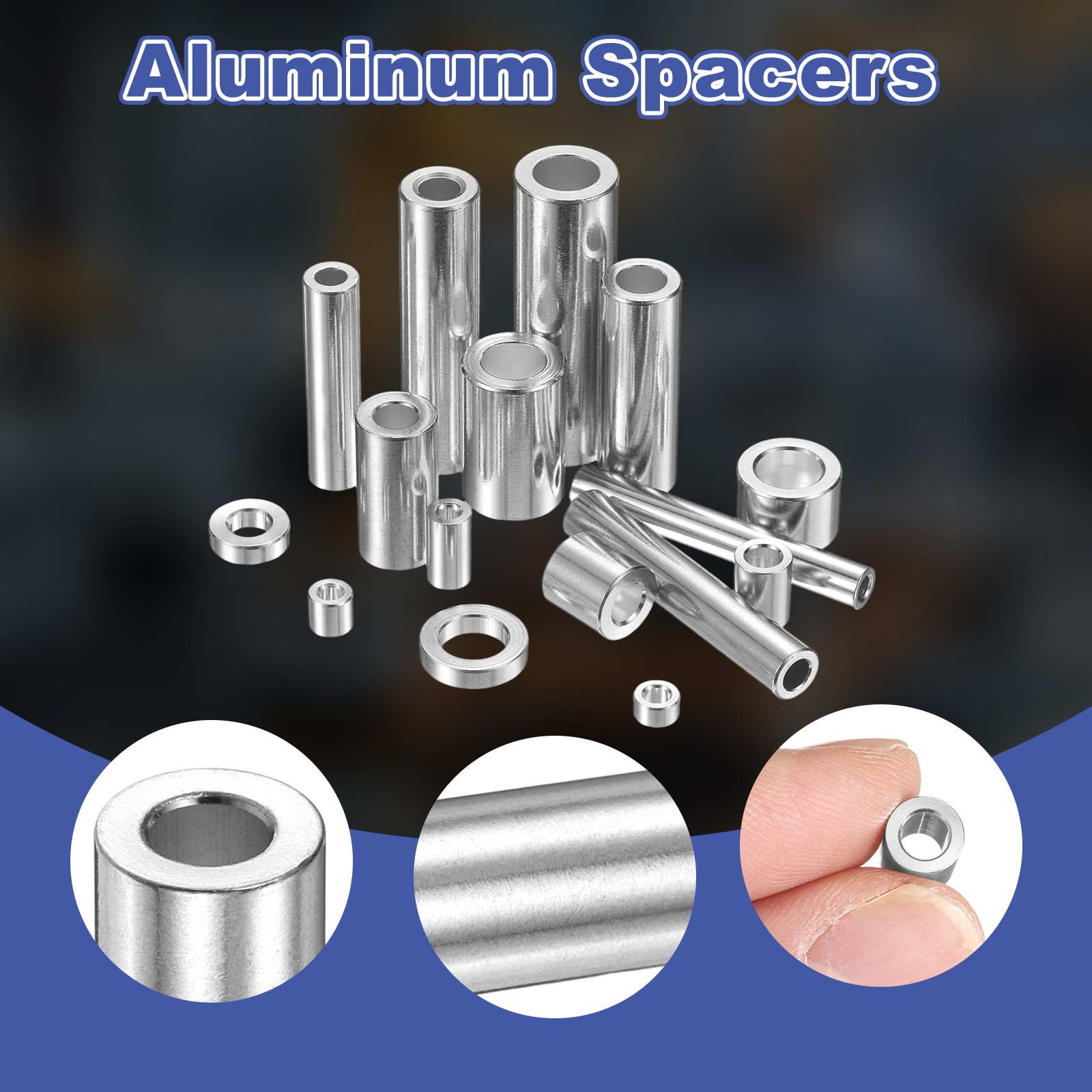 16Pcs Aluminum Spacer 3/8″ OD x 3/16″ ID x 1/4″ Length for M5 Screw