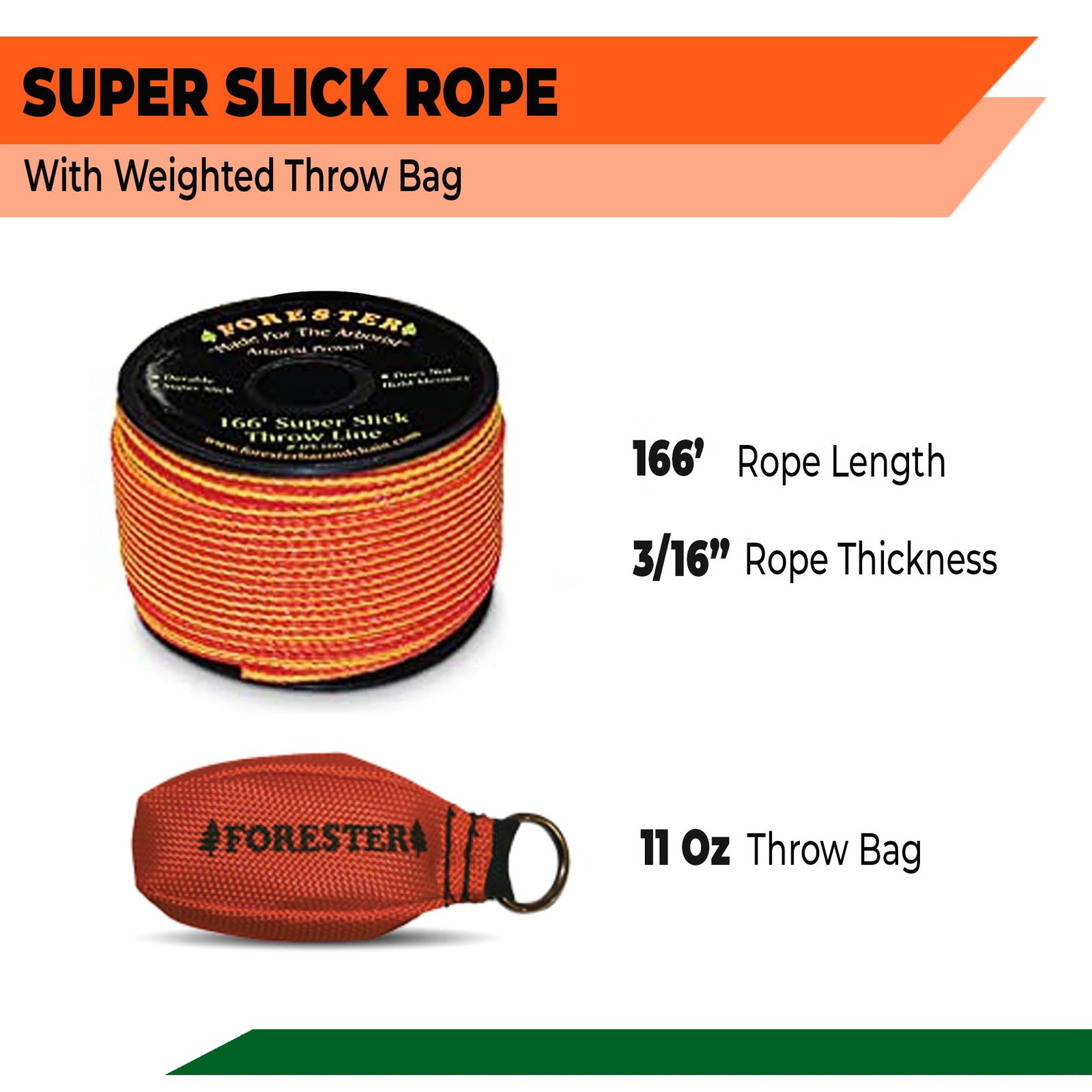 FORESTER Arborist Throw Line Kit | Throw Weight & 166ft Rope | Ultra Slick 10…