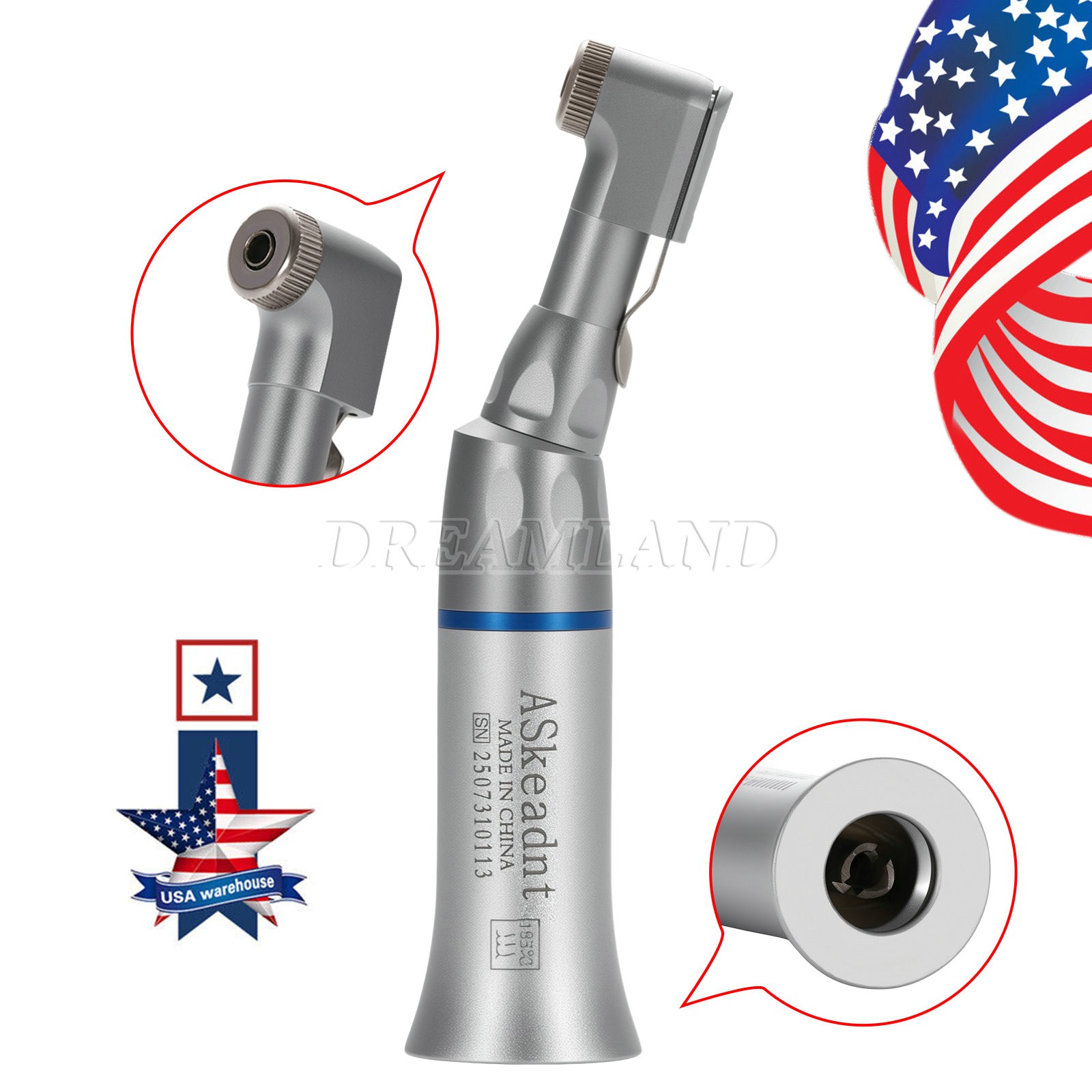 Dental Low Speed External Water Spray Contra Air Motor Handpiece 4Holes 1-10*