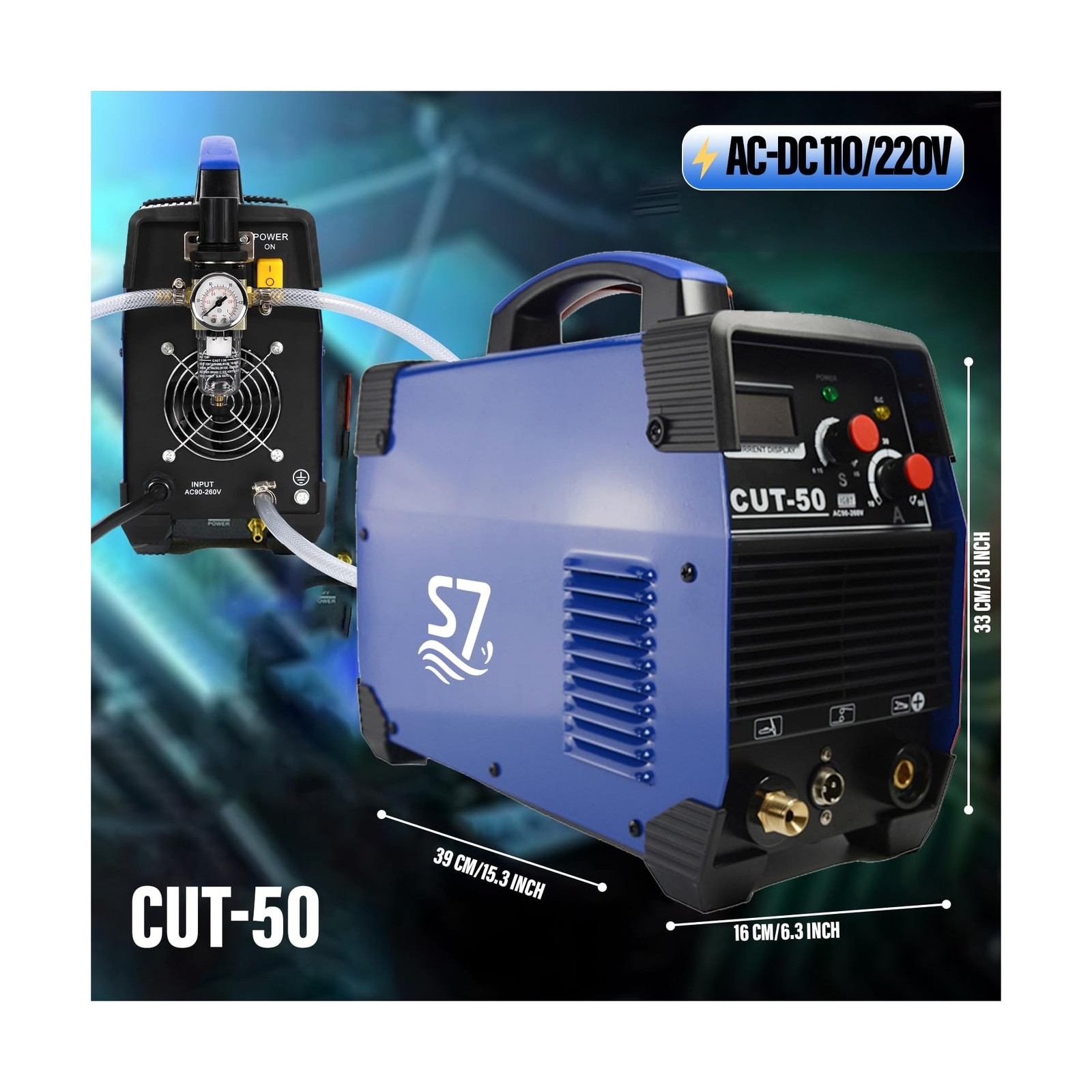 50A Plasma Cutter with LED Display, Dual Voltage 110V/220V, Clean Metal Cutti…