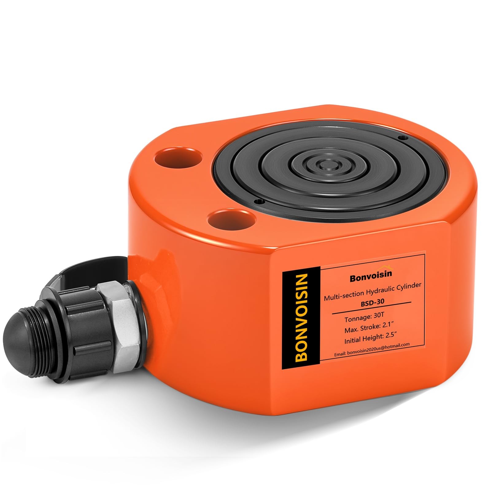 Bonvoisin Hydraulic Ram Jack 30T Low Profile Porta Power Cylinder 30T, Orange