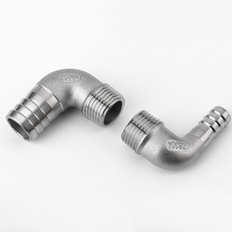 304 Stainless Steel Male Thread Fitting x Barb Hose Tail End Elbow Connector new