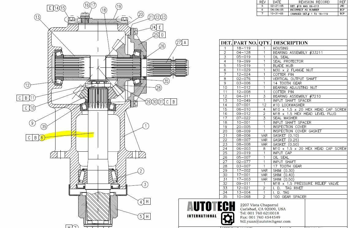 Servis Rhino Output Shaft for 00769921 & 00769927 Gearboxes, 00770728 (02-076)