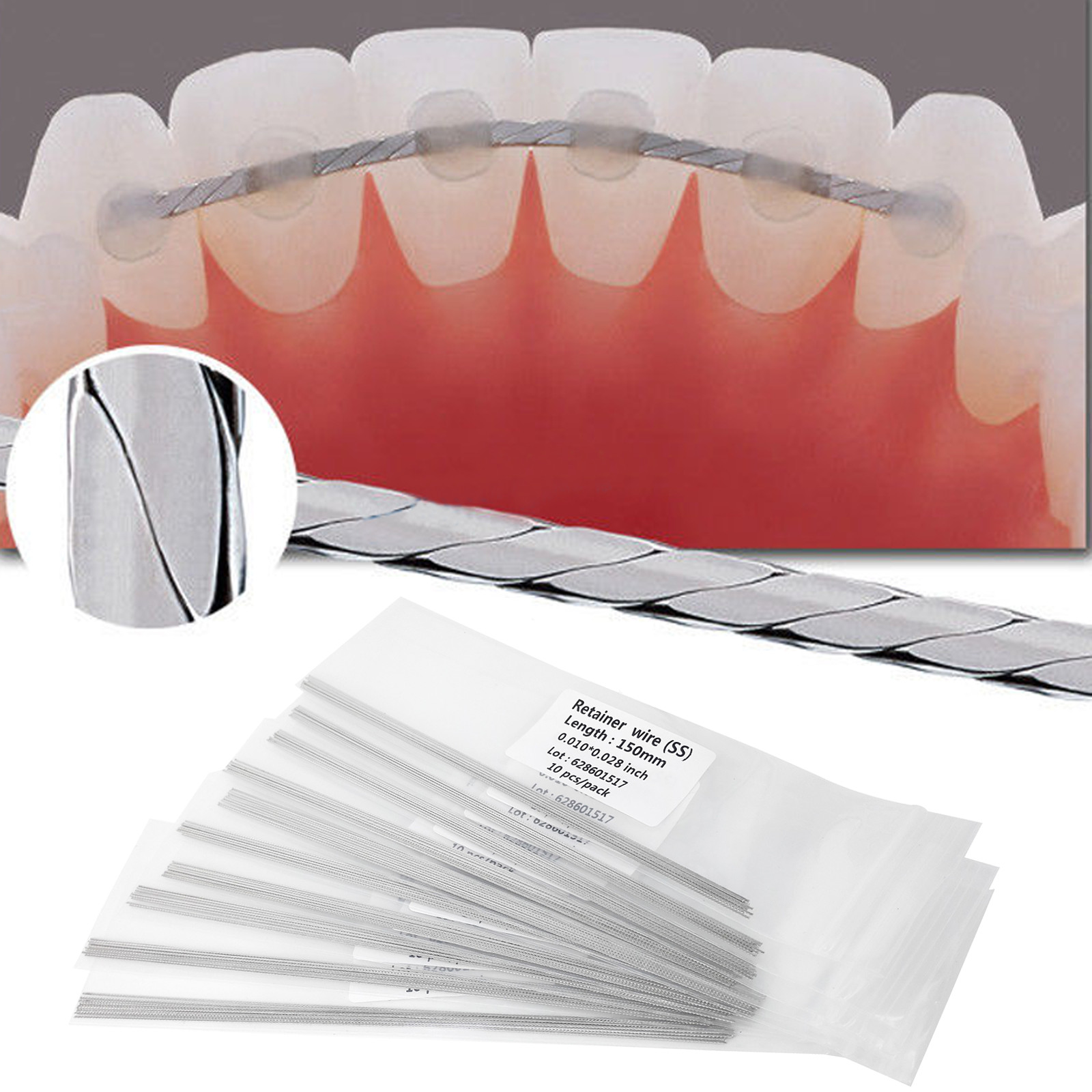 10 Pcs/Bag Dental Orthodontic Flat Strand Stainless Steel Lingual Retainer Wire