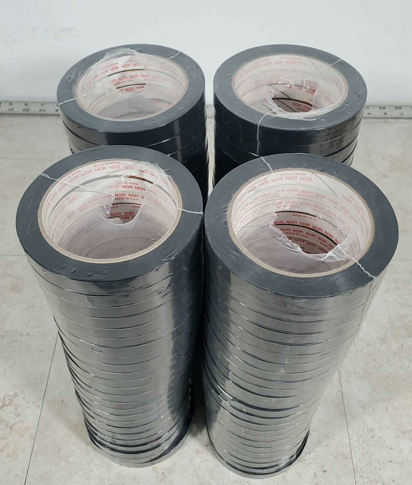 (Lot Of 96 Rolls) Black Strapping Tape 12 mm x 55 m or .47″ in x 60 yds/roll