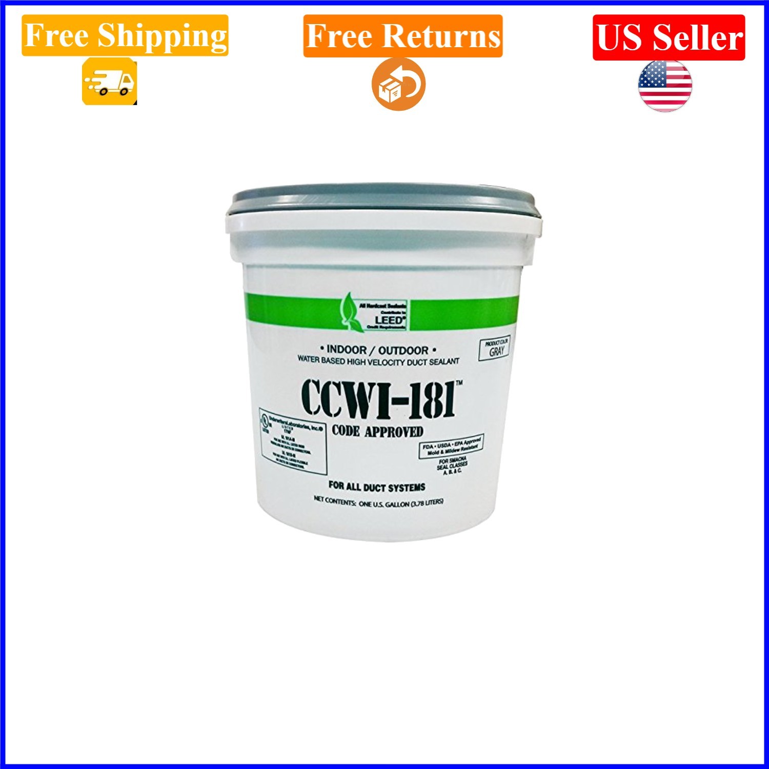 1 Gal Grey Silicone Duct Sealant for HVAC, Water-Resistant, Compact