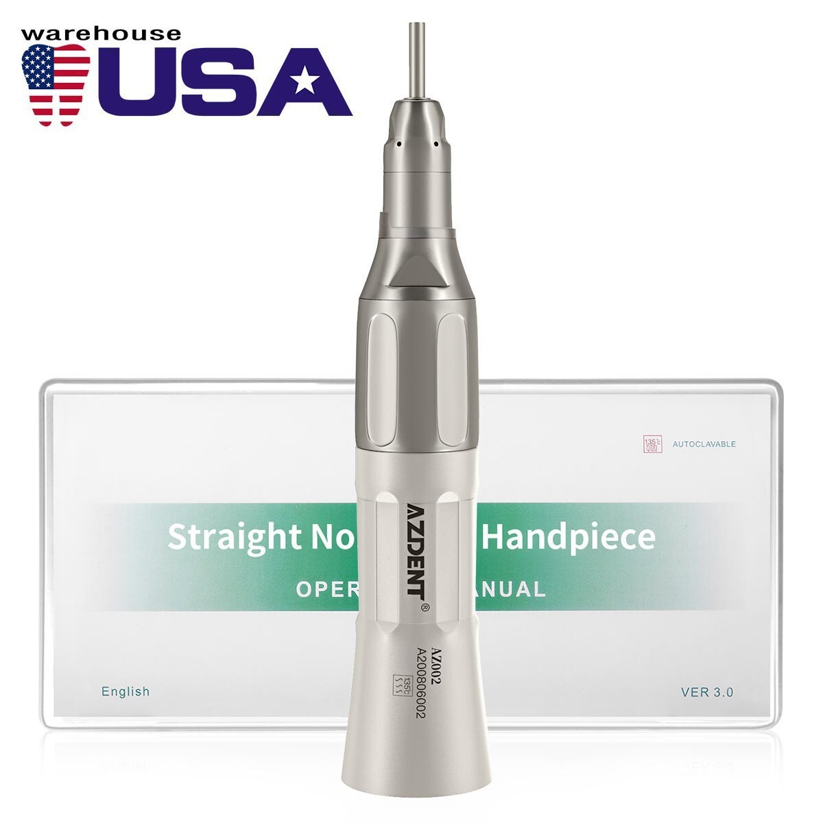 AZDENT Dental 1:1 Direct Drive Slow Low Speed Straight Handpiece E-type