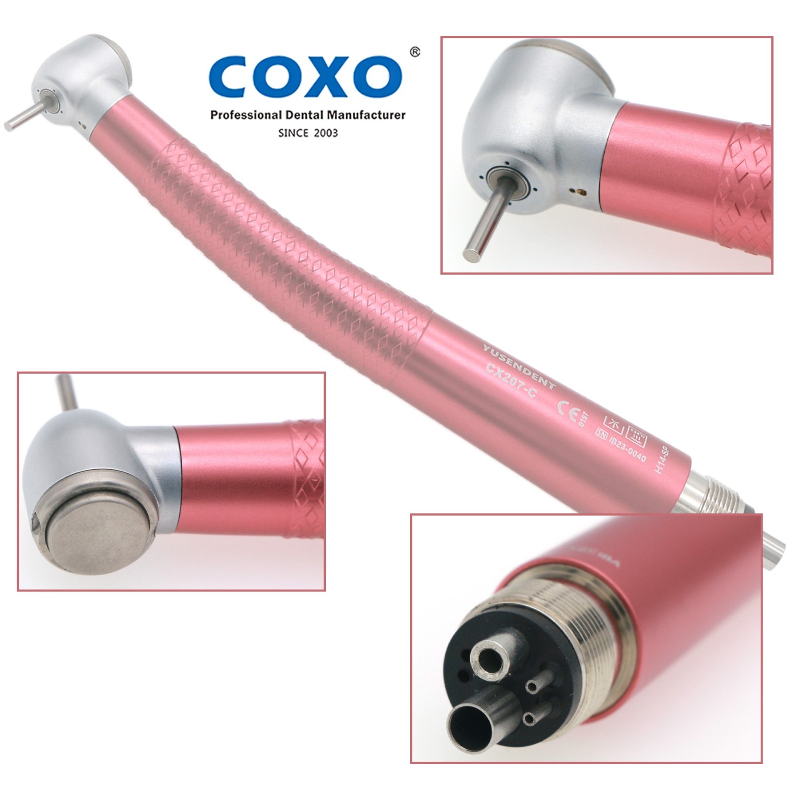 US COXO Dental CX207-C H14 High Speed Air Turbine Colorful Handpiece 4 Hole M4