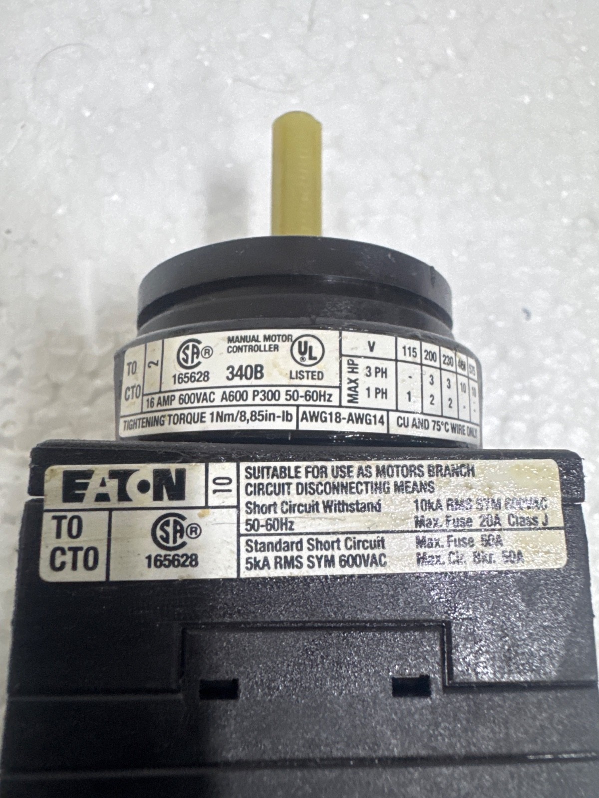 EATON MOELLER T0-3-8007/E voltmeter selector switch