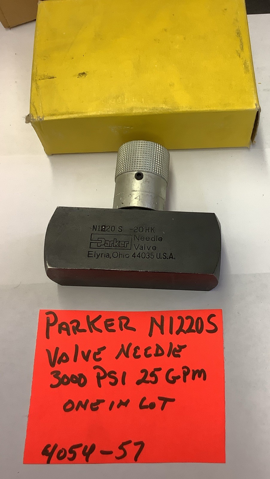 PARKER needle valve N1220S, 3000PSI, 25 GPM, 1”, (1 In Lot) 4054-57