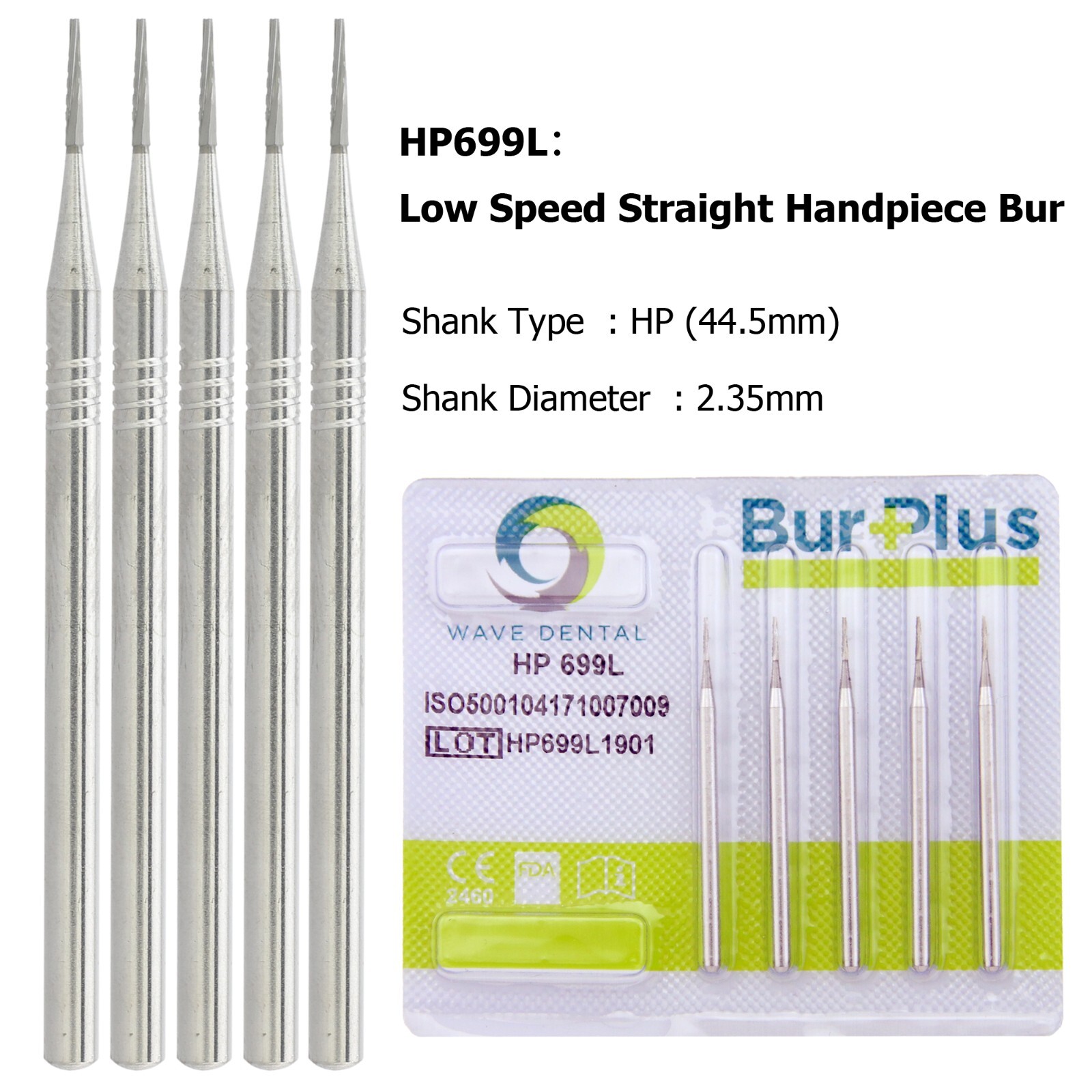 Wave Dental Surgical Carbide Bur HP 702 701 2.35mm For Low Speed Straight 44.5mm