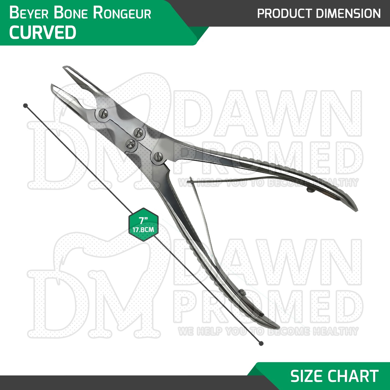 Beyer Bone Rongeur Curved 3.5mm Bite 7″ Double Action Orthopedic Instruments
