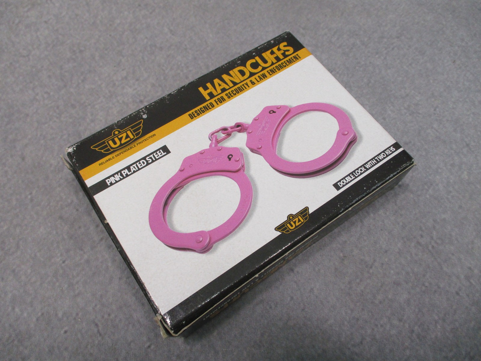 UZI Pink Plated Steel Handcuffs Double Lock with Two Keys New