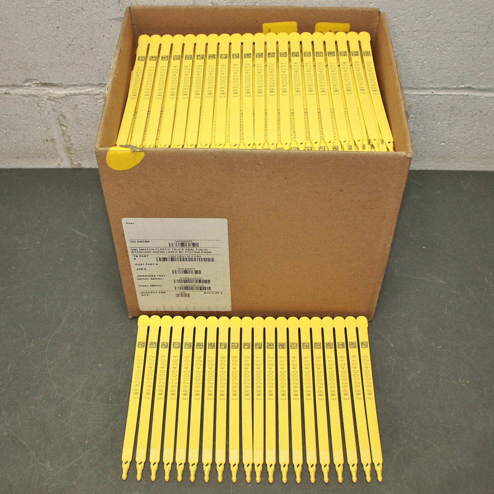 (1000) TydenBrooks 7″ Shipping Seals V30032B00, Yellow Plastic Truck Tie Strap