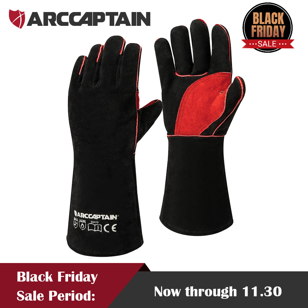 ARCCAPTAIN Leather Forge Welding Gloves 16 inches Gloves for Stick Mig Tig BBQ