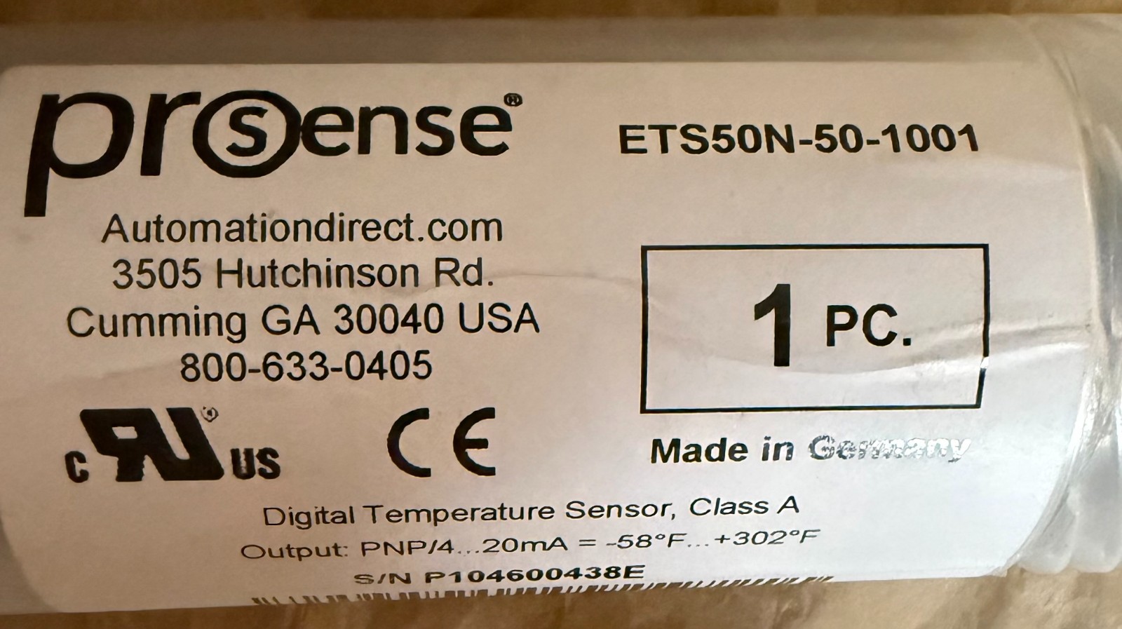 Automation Direct Prosense ETS50N-50-1001 , -58 to 302 deg F, Lot of 3
