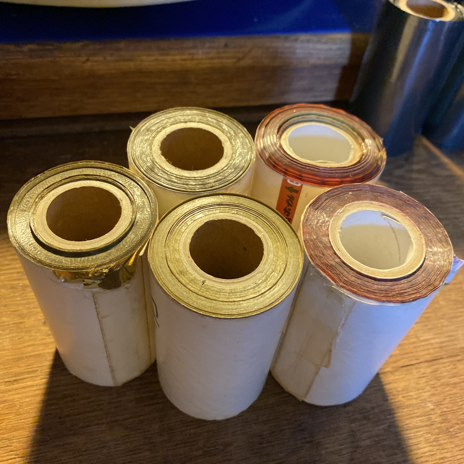 Hot Stamp Foil 3″ wide x 200 feet each 2silver 2-red 1-gold
