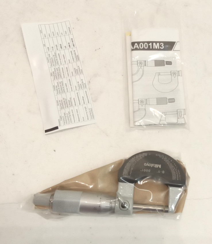 Mitutoyo 102-327-10 Mechanical Outside Micrometer 0-1″ Range 0.0001″ Graduation