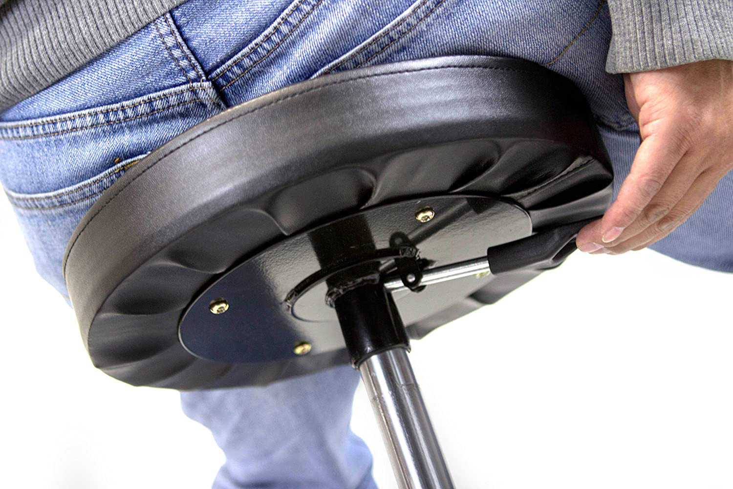 Mechanics Rolling Stool Work Shop Seat Pneumatic Garage Chair Adjustable Swivel
