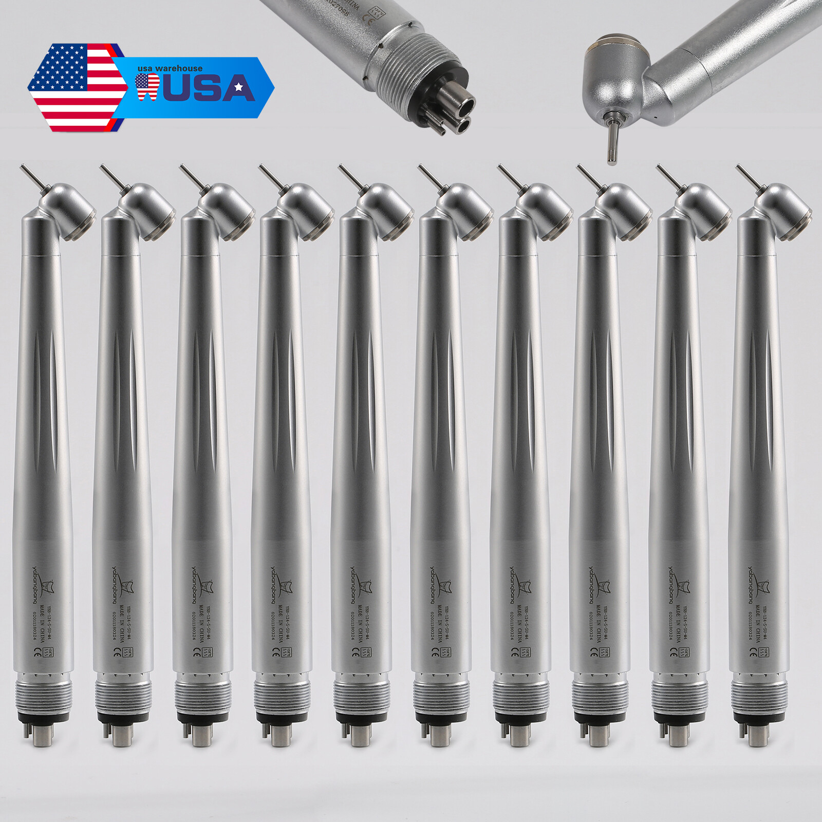 1-10 PCS Dental 45° Degree High Speed Handpiece Push Button 4Hole Air Turbine st