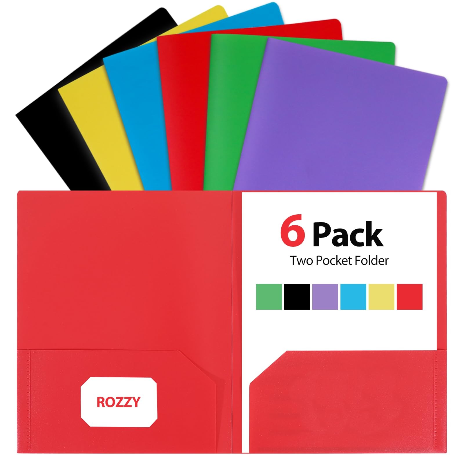 Plastic Folders with Assorted Colors(red, Blue, Yellow, Green, Purple, Black)