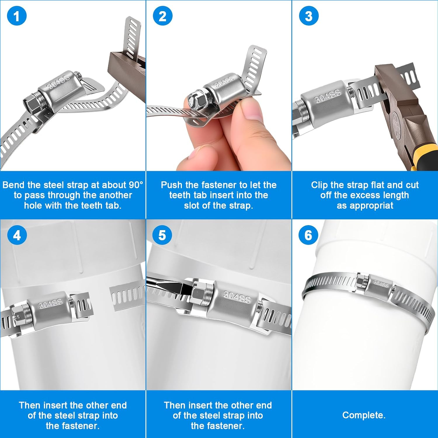 16 FT DIY Hose Clamps Assortment Kit,304 Stainless Steel Hose Clamps，Worm Gear D
