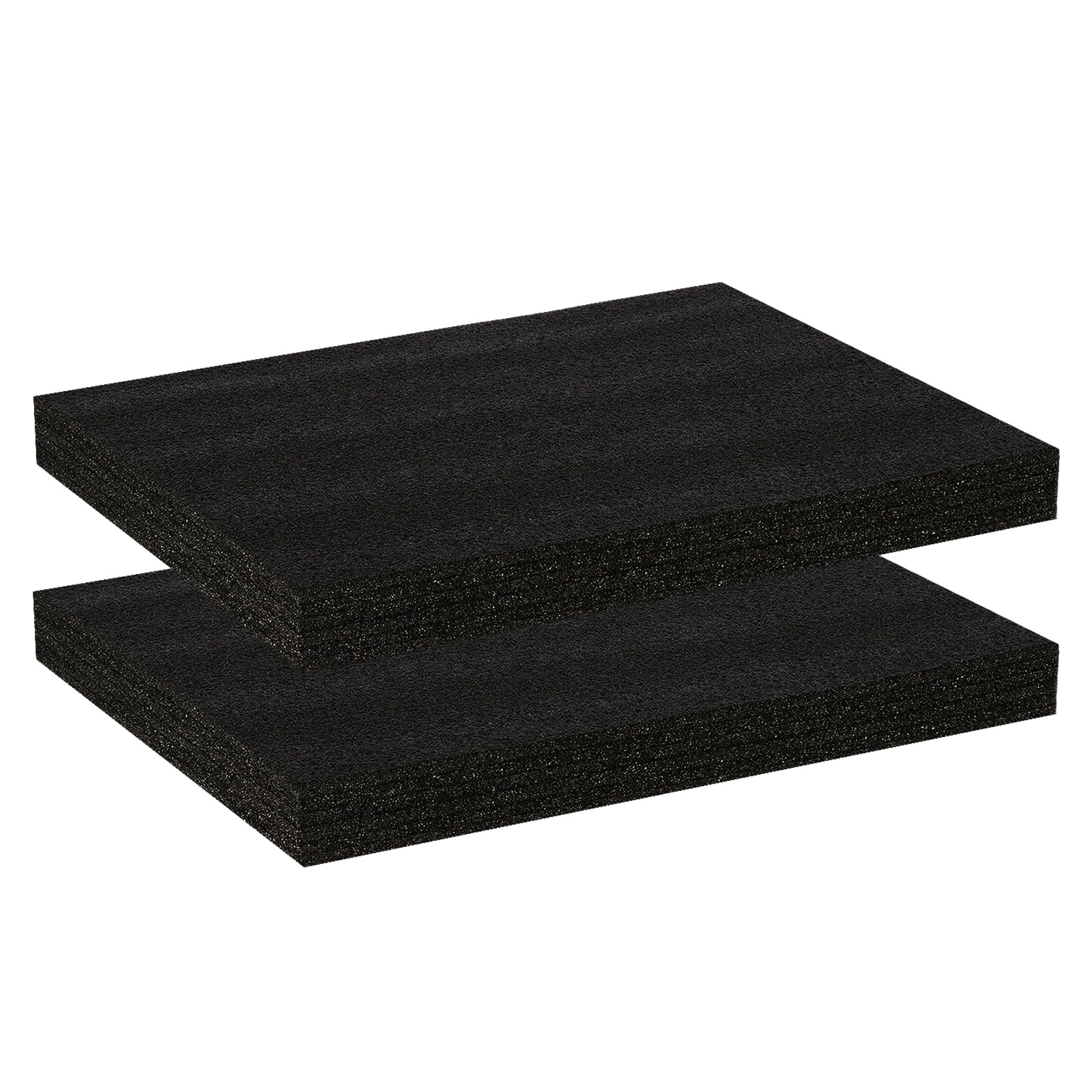 2 PCS Polyurethane Foam Inserts 16x12x1.5 Inch Black Craft Packing Padding