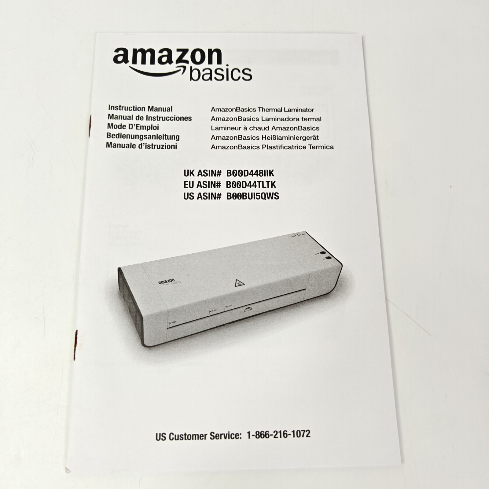 Amazon Basics PL9-US 9-Inch Thermal Laminator Machine White NEW w/Sample Pouchs