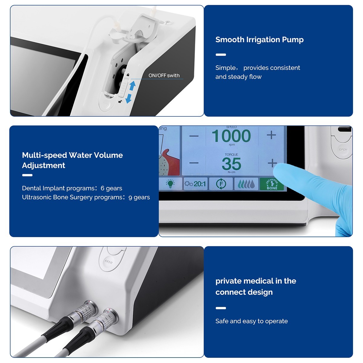 AZDENT Dental Piezo Bone Surgery & Implant Motor 2 IN 1 Bone Cutter Touch Screen