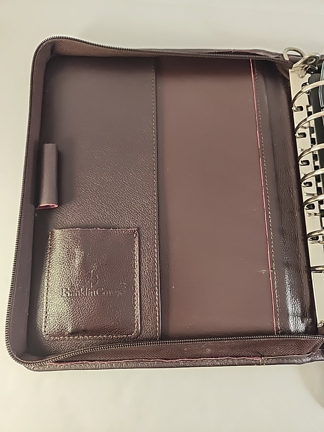 VTG Franklin Covey Genuine Cowhide Leather 7-Ring Planner Made In USA 9×11 Brown