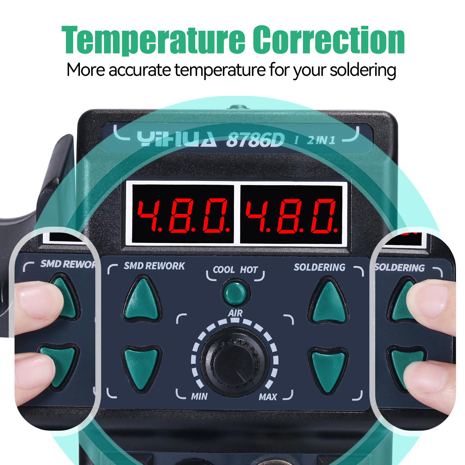YIHUA 8786D-I Desoldering Gun Solder Iron Kit Hot Air Rework Soldering Station