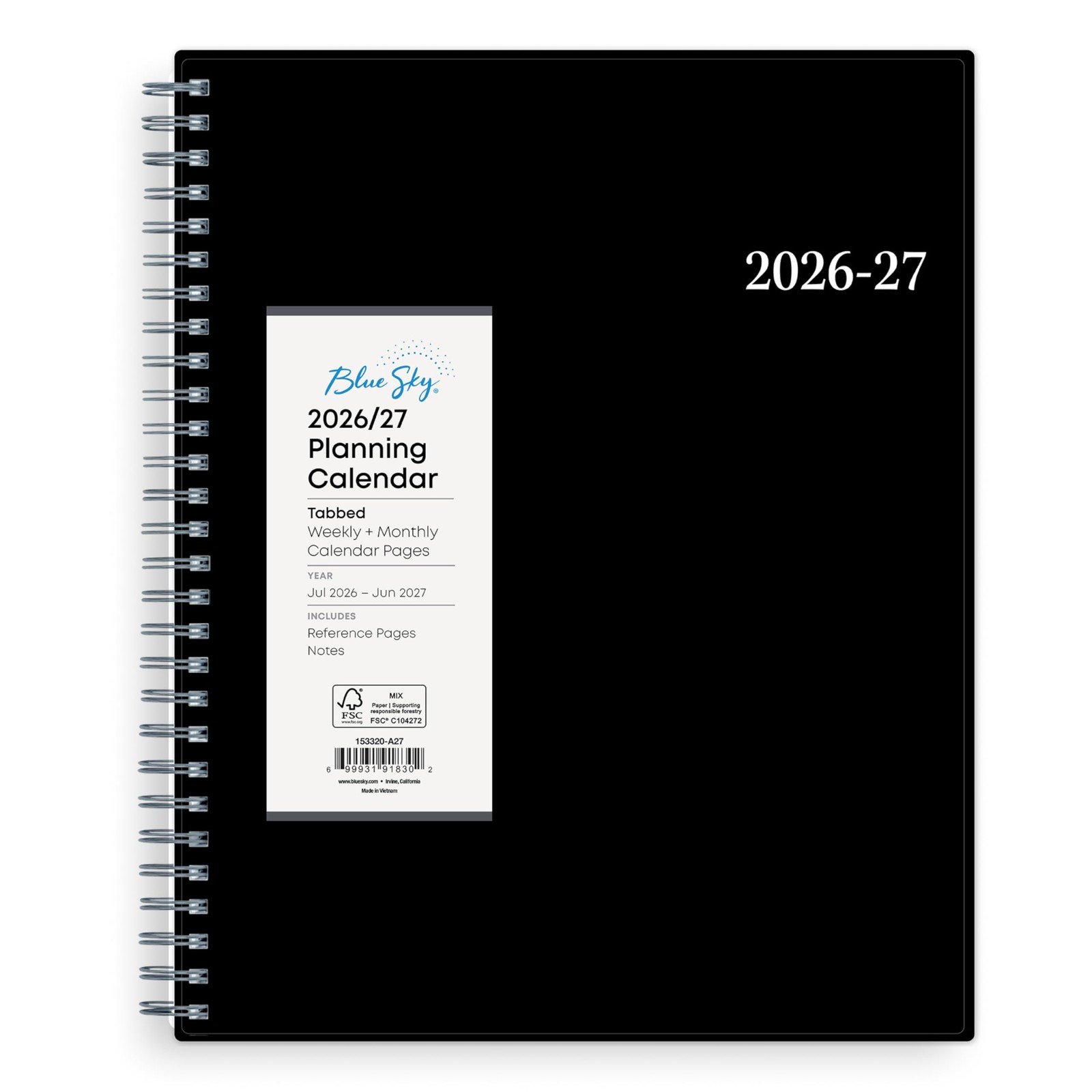 Blue Sky Weekly and Monthly Academic Year Planner Calendar, July – June, 8″ x…