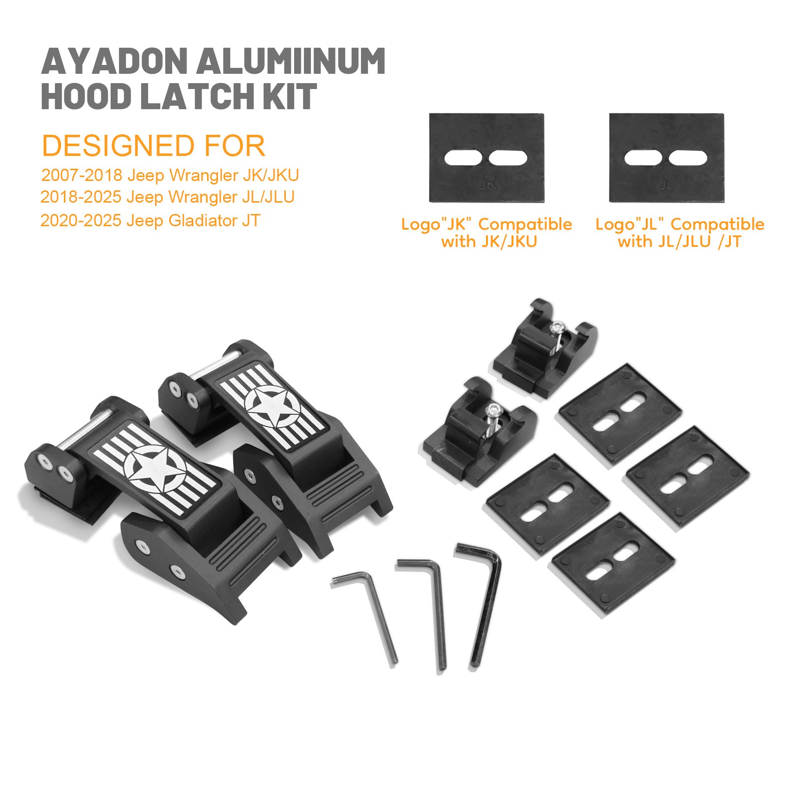 Jeep Wrangler JK/JKU 2007-2018 – Dual Aluminum Hood Latch/Catch Replacement