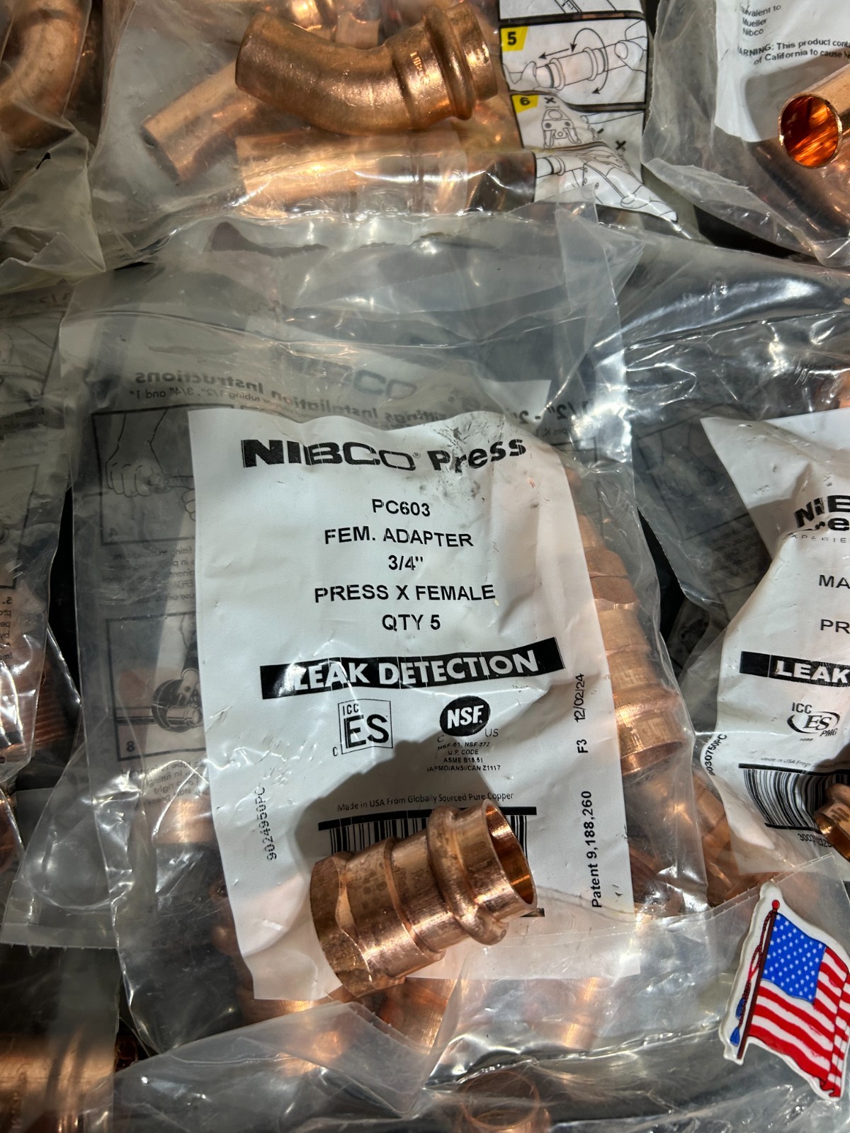 125 – NIBCO VIEGA PROPRESS COPPER PRO PRESS FITTINGS 3/4″ NIB. MADE IN USA
