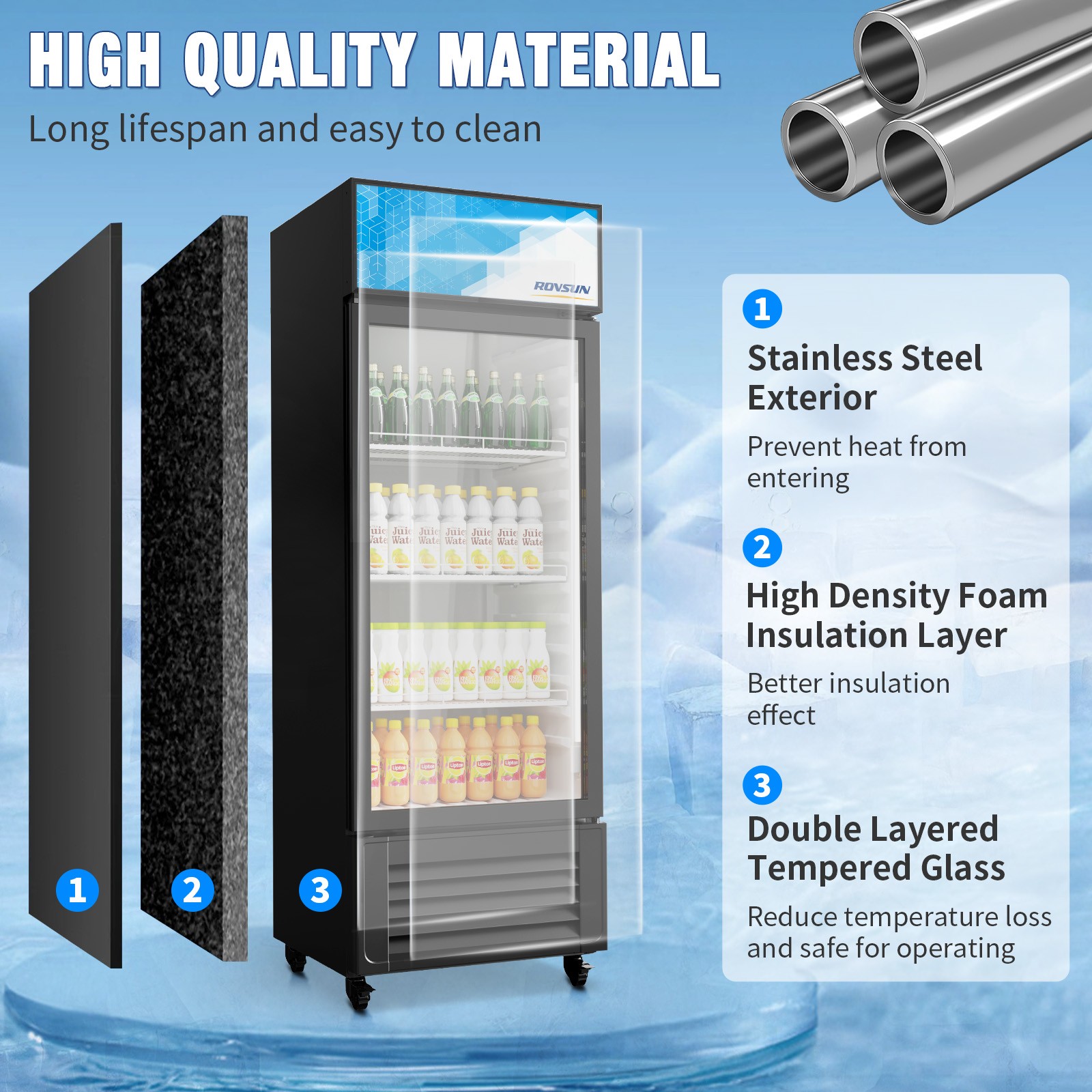 10 Cu.Ft. Commercial One Glass Door Display Upright Beverage Refrigerator Cooler
