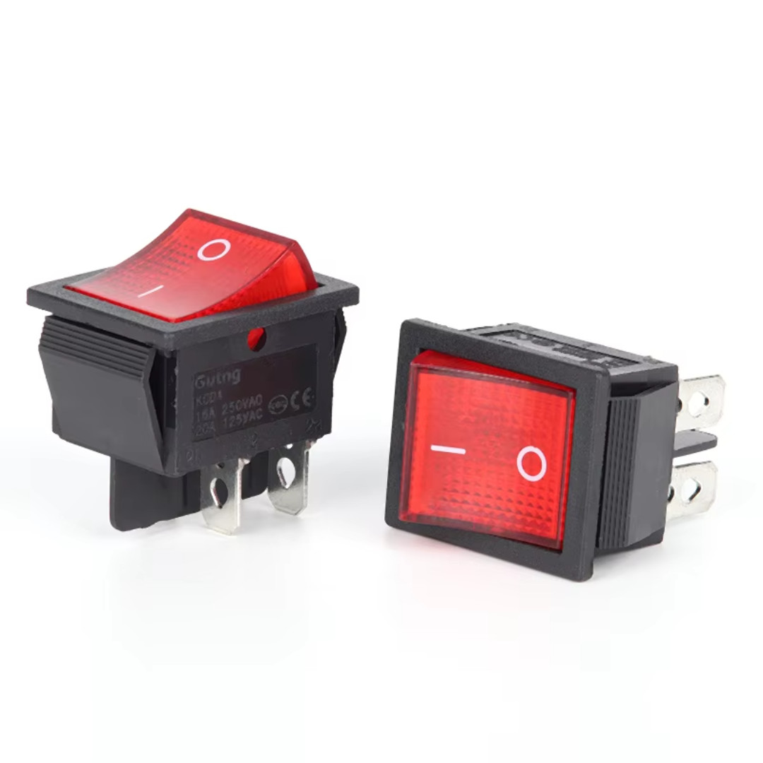 2x On Off Red Light Rocker Switch 250V AC 16 AMP 125V 20A DPST 4 lug legs