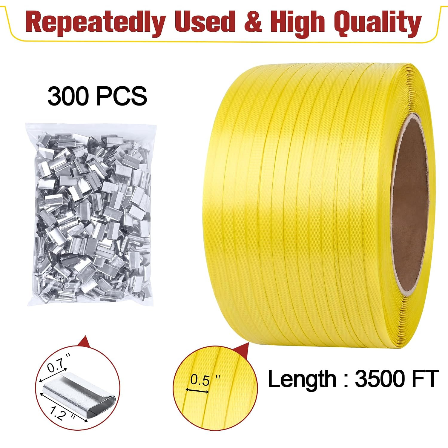 Heavy Duty Banding Strapping Kit with Tensioner Tool, 1/2″X 3500FT Polypropylene