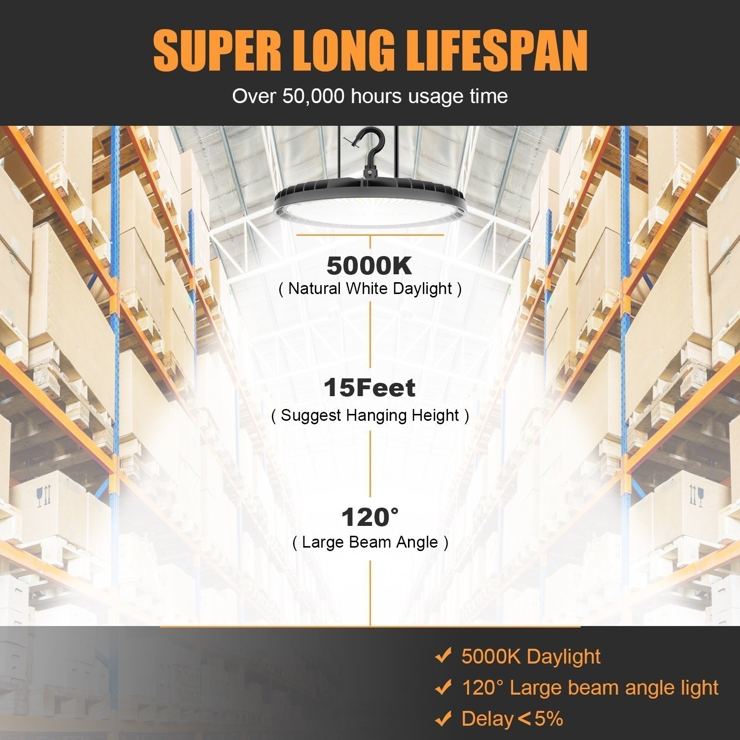 150W UFO High Bay Light 21000lm Commercial Warehouse Lighting (Eqv.600W MH/HPS)