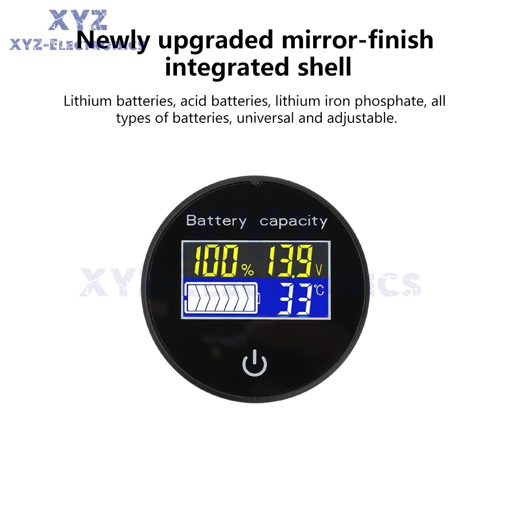 LCD Digital Battery Level Indicator Voltage Power Percentage Temperature Display
