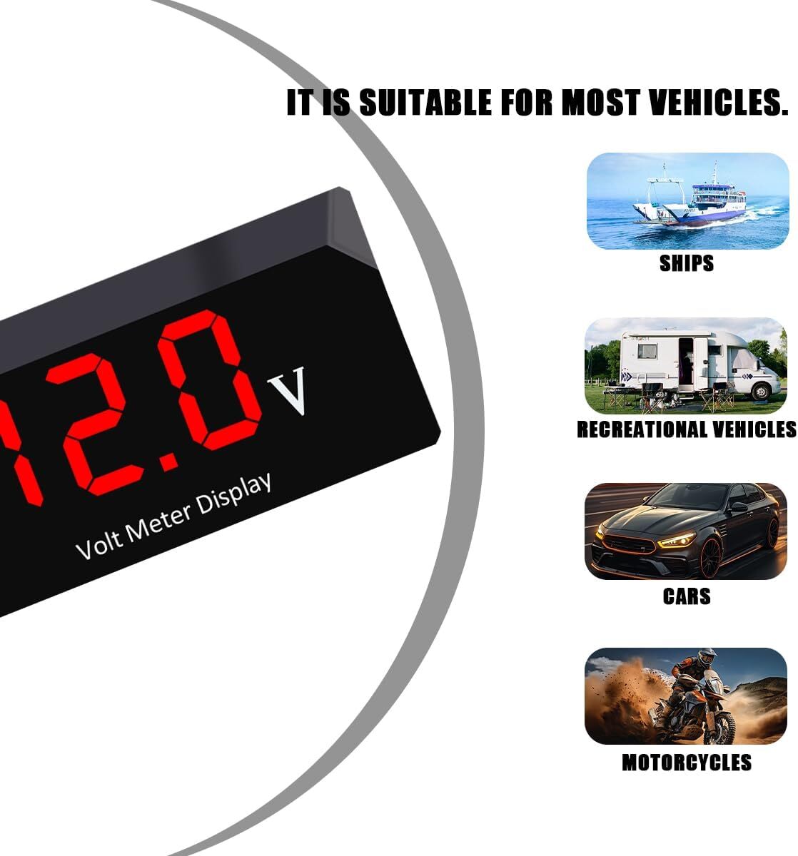 12V Digital LED Display Voltmeter Car Motorcycle Voltage Monitor Gauge Meter