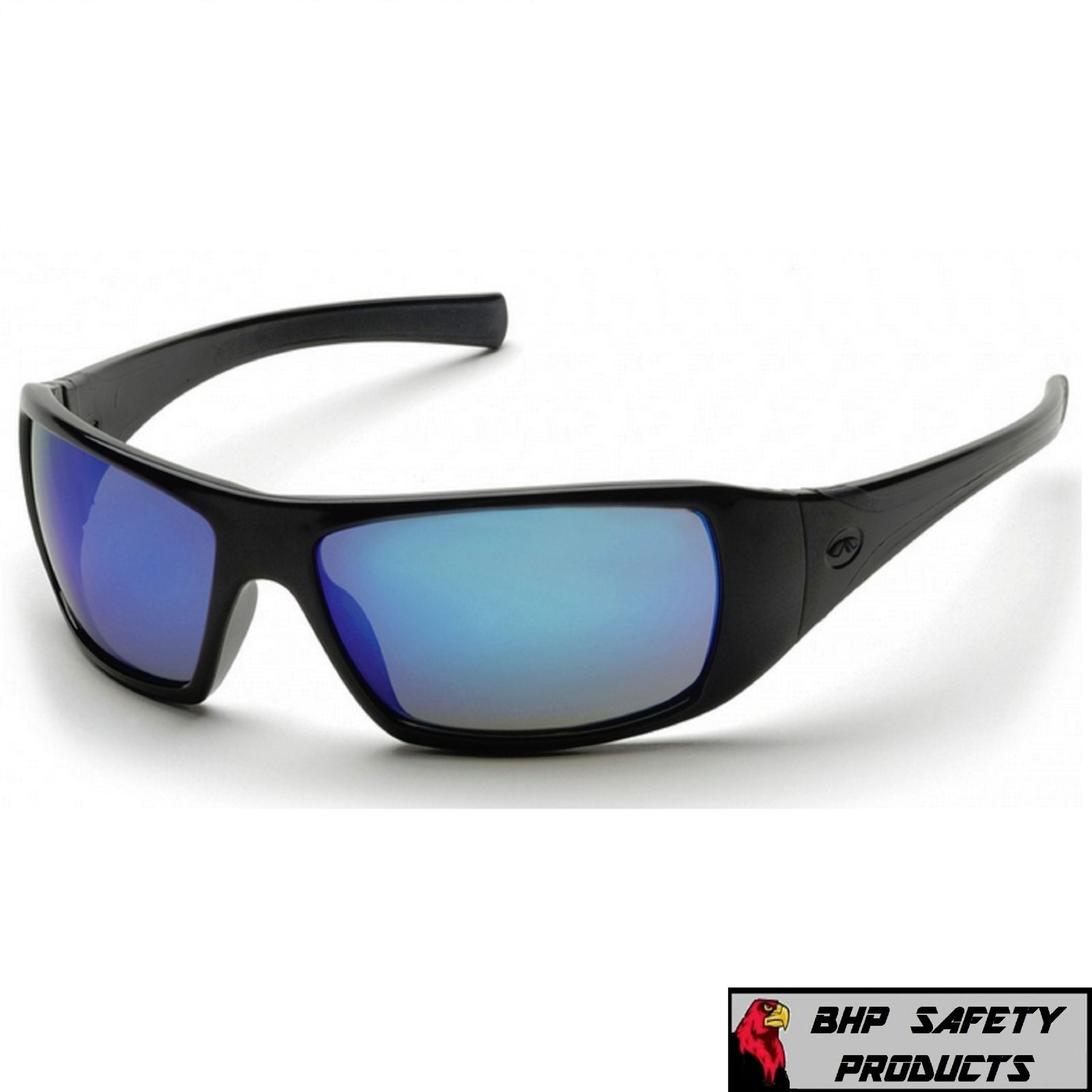 PYRAMEX GOLIATH SAFETY GLASSES BLACK W/ ICE BLUE MIRROR LENS SUNGLASSES SB5665D